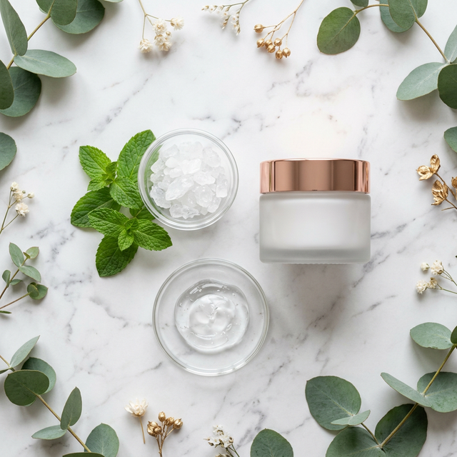 Ingredientes naturales de Corps Lignea: Mentol, Alcanfor y gel crioterapéutico